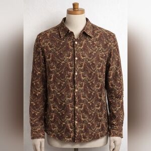 Séfr Jagou Paisley Wool Shirt XXL Brown Italian Fabric Luxury